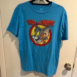 Tom and Jerry blue Mens T-shirt, Size Large